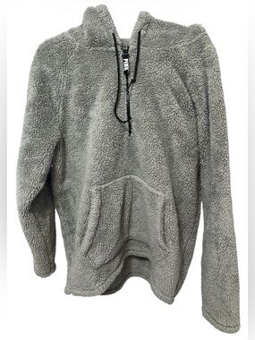 PINK Victoria’s Secret Sherpa Pullover Hoodie – Olive Green | Size L